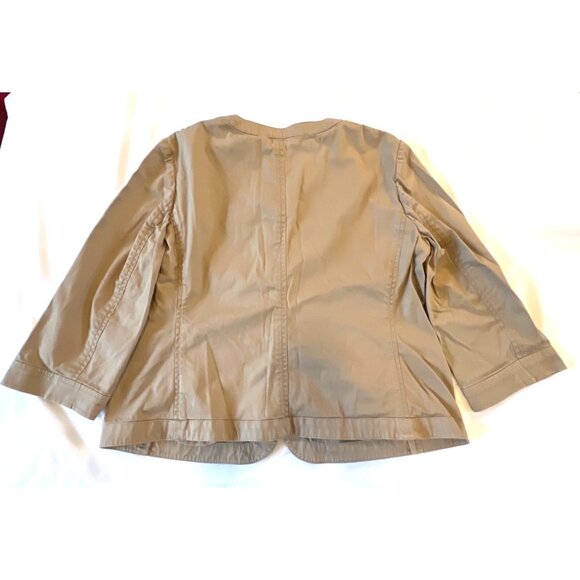 Talbots Petites 10P Taupe Ruffle Button Front Jacket - Picture 3 of 5